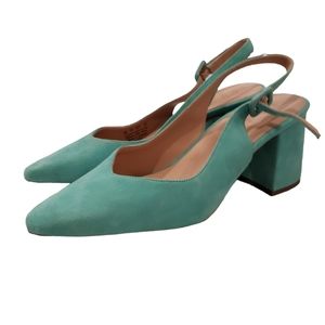 NEW 27 Edit Naturalizer Liv Suede Slingback Block Heel Pumps